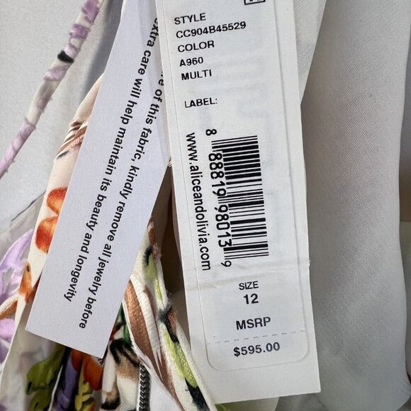 NWT Alice + Olivia Evelia Asymmetric Floral Maxi Dress $595 - Picture 12 of 14